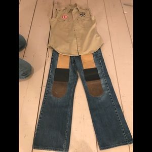 Custom Moto American Eagle jeans w/leather patches